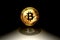 Bitcoin golden coin shining, the first decentralized digital cur