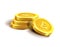 Bitcoin golden coins pile stack.