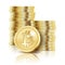 Bitcoin Golden Coins on white background. Illustration