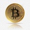 Bitcoin. Golden cryptocurrency coin. Electronics finance money symbol. Blockchain bitcoin isolated icon