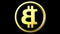 Bitcoin golden sign rotate isolated on black background