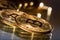 Bitcoin. Golden and silver bitcoins - virtual cryptocurrency