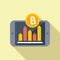 Bitcoin graph analyst icon flat vector. Data price salary