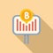 Bitcoin graph billboard icon flat vector. Pay finance