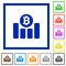 Bitcoin graph flat framed icons