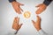 Bitcoin greed four hands symbol picture