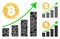 Bitcoin growing chart Composition Icon of Trembly Elements