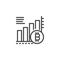 Bitcoin growing graph chart outline icon