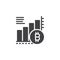 Bitcoin growing graph chart vector icon