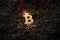 Bitcoin hold concept. Cryptocurrency stored in the ground - saving symbol