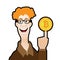 Bitcoin holder male cartoon character illustration