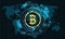 Bitcoin with HUD Elements. Bit Coin, BTC, Bit-coin, Digital Currency. Cryptocurrency
