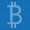 Bitcoin icon grey color. Blueprint background.