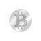 Bitcoin icon silver, cryptocurrency bitcoin coin silver symbol, logo bitcoin coin silver color, bitcoin silver coin isolated