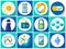 Bitcoin icons set, cryptocurrency mining, blockchain technology