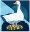 Bitcoin illustration. Goose that lays the golden Bitcoin.