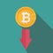 Bitcoin index rating go down on exchange market. red arrow