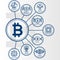 Bitcoin infographics with rounded icons.
