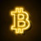 Bitcoin internet currency digital neon golden Bitcoin internet currency Global cryptocurrency icon bitcoin