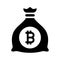 Bitcoin, invest icon. Black vector graphics
