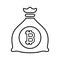 Bitcoin, invest outline icon. Line art vector