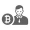 Bitcoin investor icon / gray vector