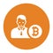 Bitcoin investor icon / orange vector