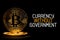 Bitcoin isolated on black with text CURRENCY WITHOUT GOVERNMENT
