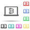 bitcoin in laptop multi color style icon. Simple glyph, flat vector of crypto icons for ui and ux, website or mobile application