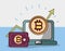 Bitcoin laptop wallet growth arrow cryptocurrency transaction digital money