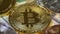 Bitcoin, Litecoin, Ethereum and Dash Coins, BTC, LTC, ETH, DASH and Bills of Dollars are Rotating