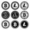 Bitcoin and litecoin icons set