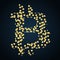 Bitcoin logo concept made of little golden blocks.