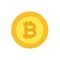 Bitcoin logo in gold, flat design illustration