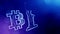 Bitcoin logo and a statue of freedom. Financial background made of glow particles as vitrtual hologram. Shiny 3D loop