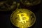 Bitcoin macro symbol sign close-up