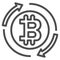 Bitcoin make turnover, arrows, circulation line icon, cryptocurrency concept, BTC vector sign on white background