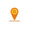 Bitcoin and map marker flat icon