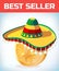 Bitcoin in mexican hat. Bitcoin. Digital currency. Crypto currency. Money and finance symbol. Miner bit coin