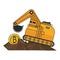 Bitcoin mining and backhoe machinery vehicle