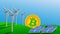 Bitcoin mining concept using green energy to protect environment.