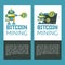 Bitcoin mining. Cute robot produces bitcoins. Vector illustration.