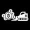 Bitcoin mining, excavator solid icon. vector illustration isolated on black. glyph style design, designed for web. Eps