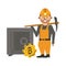 Bitcoin mining strongbox and worker with pick