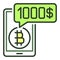 Bitcoin Money with Smartphone vector Online Cryptocurrency Trading colored icon or design element