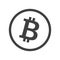 Bitcoin monochrome icon on white background.
