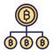 Bitcoin network, blockchain, bitcoin network structure, electronic bitcoin fully editable vector icons