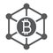 Bitcoin network glyph icon, money and finance