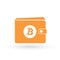 Bitcoin orange wallet icon with cryptocurrency blockchain logo