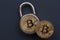 Bitcoin padlock. Cryptocurrency investment security and safety concept